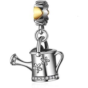 Bolenvi Garden Watering Can Love Mom Mothers Day 925 Sterling Silver Charm Bead Pendant for Pandora & Similar Charm Bracelets or Necklaces