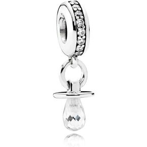 Baby Comforter Dangle Charm for Bracelets Necklaces Pendants Women Girls Mom Wife Baby Shower Newborn Dummy Clear Crystal CZ Birthday Christmas