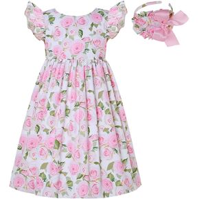 Pettigirl Girls Kids Vintage Summer Floral A Line Clothes Teens Sweet Pretty Garden Hawaiian Gown Dresses Outfits