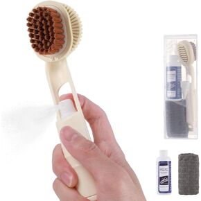Shoe Cleaning Kit - 3-Way Shoe Brush with Detachable Small Spray Bottle, White Shoe Sneaker Cleaner and Shoe Shine Cloth Set for Cleaning Sneakers, Boot, Leather, Canvas, and Suede Shoes-1 Set