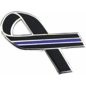 Blue Line Lapel Pin 1" Black Ribbon Paramedic Police Paramedic Sheriff 911 Memorial - A 173