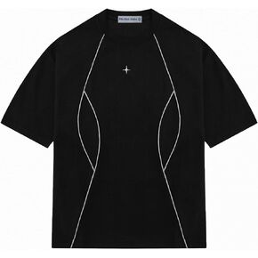 Aelfric Eden Oversized Mens T-Shirt Reflective Strip Suede Tee with Rivet Star Detailing