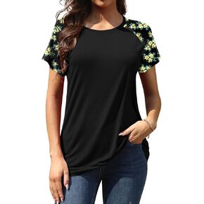 AYIFU Womens Summer Tops Short Sleeve Casual Trendy Shirts Print Raglan T Shirts in Kuwait