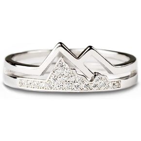 STORYJEWELLERY Mountain Ring for Women, Silver Hill Ring for Girls, Faith Rings for Women, Birthday Christmas Gift Jewelry Ring for Women
