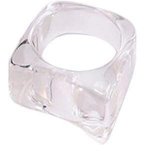 Pingyongchang Colorful Statement Chunky Geometric Resin Ring Art Deco Marble Pattern Rings Irregular Figure Acrylic Jewelry Gift for Women Girls
