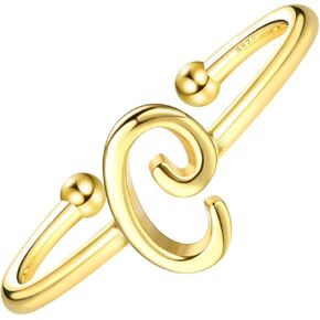 ميلاكولاتو خواتم من الفضة الاسترلينية عيار 925 للنساء مطلية بالذهب عيار 18 قيراط قابلة للتعديل بتصميم حرف ابجدي مفتوح قابل للتكديس من A-Z للفتيات المراهقات in Kuwait