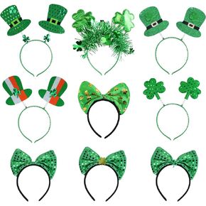 9PCS St Patricks Day Headband Women, St.Patrick'S Day Green Shamrock Clover Headband for Women Girls Hair Accessories Headwear