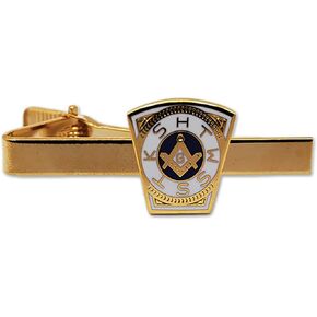 Keystone Masonic Tie Clip - [White & Blue][2 1/4'' Wide]