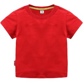 Unisex Little Kids Short Sleeve Tops Shirts Summer Solid Color Basic Cotton Tee T-Shirt for Toddler Boys Girls