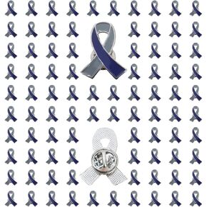 Diabetes Awareness Pins Gray & Blue Ribbon Ename Lapel Pins Diabetes Awareness Supplies in Kuwait