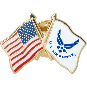 United States Flag Crossed with White Air Force Flag USAF 1" Lapel Pin