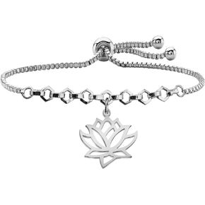 MYOPSARK Hollow Out Lotus Flower Adjustable Bracelet New Beginnings Spiritual Jewelry Meditation Gift For Yogi Yoga Lover
