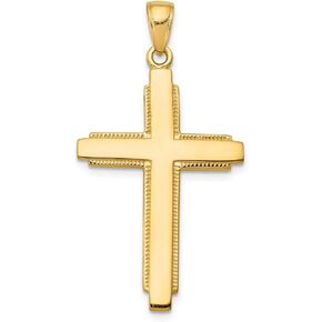 Solid 14k Yellow Gold Solid Cross Crucifix Pendant (38mm x 20mm)