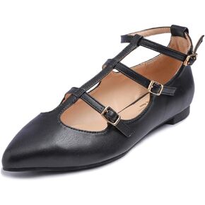 أحذية FEVERSOLE النسائية المدببة Mary Jane ذات الحزام الأنيق سهلة الارتداء