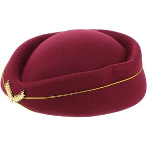 ARTIBETTER Stewardess Hat Flight Stewardess Cap for Costume Cosplay (Red)