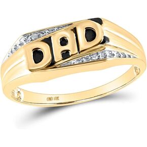 Solid 14k Yellow Gold Mens Round Diamond Dad Father Ring .01 Cttw