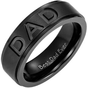 Willis Judd New Mens Black Titanium DAD Ring Engraved Best Dad Ever