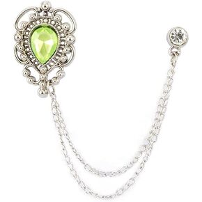 A N KINGPiiN Silver Lime Green Stone Lapel Pin Badge Coat Suit Wedding Gift Party Shirt Collar Accessories Brooch for Men,A12, Metal, no gemstone in Kuwait