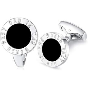 Round Cufflinks for Mens Shirt Best Dad in The World for Fathers Day