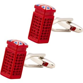 Knighthood Red Phone Box Cufflinks for Men Red Shirt Cuff Links Business, Wedding Gifts with Gift Box