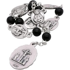 Seven Sorrows Rosary Chaplet | Traditional Catholic Devotion | Hand Made in Italy | Comes with Explanatory Brochure with All Prayers | Makes a Great Gift! (One Decade - Black Beads)