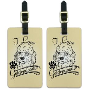 I Love My Goldendoodle Luggage ID Tags Suitcase Carry-On Cards - Set of 2