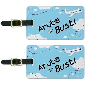 Graphics & More Aruba Or Bust Flying Airplane Luggage Suitcase Carry-on Id Tags, White