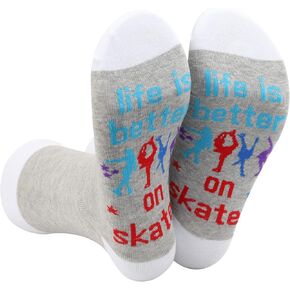 WZMPA Ice Skate Novelty Socks Skate Lover Gift Life Is Better On Skates Socks Figure Skating Merchandise For Women Girls
