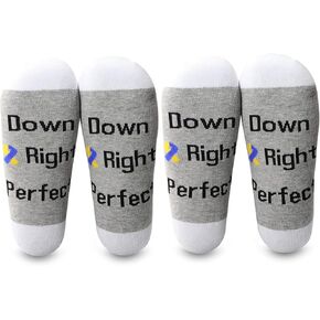 LEVLO Down Syndrome Awareness Socks Down Right Perfect Cotton Socks Proud Mom Gift