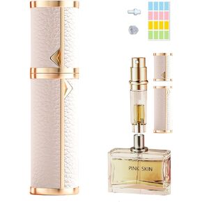 Perfume Travel Refillable Bottle Cologne Portable Atomizer Genuine Leather Fragrance Scent Sprayer Pump Fill from Bottom Mini Pocket Size 5ml for Travel Essentials & Best Gift (Black)
