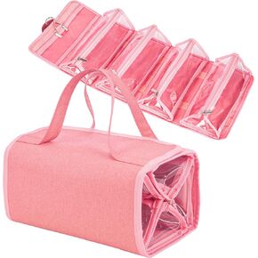 Water Resistant Polyester 4 in 1 Hanging Roll Up Makeup Bag Toiletry Bag Travel Cosmetic Storage Case Hair Beauty Tools First Aid Kits Organizer Bag With 4 Removable PVC Zipper Pouches (Grey)