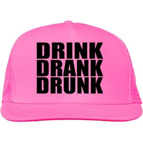 Drink, Drank, Drunk Bright neon Truckers mesh snap Back hat in 6 Bright Colors