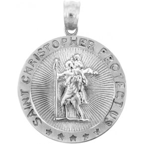 925 Sterling Silver St Christopher Medal Catholic Charm Traveler Protection Pendant