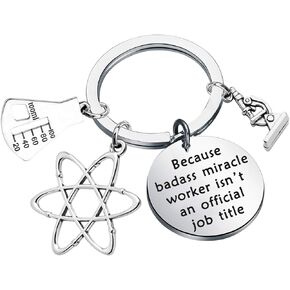 Biology Chemistry Keychain Atom Microscope Chemistry Jewelry Science Tech Gift