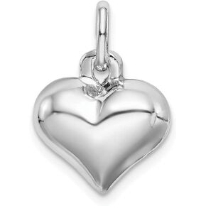 Sonia Jewels 925 Sterling Silver Puffed Heart Charm Pendant - 14mm x 13mm