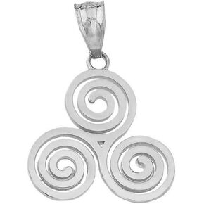 Claddagh Gold Dazzling 925 Sterling Silver Irish Celtic Knot Triskele Triple Spiral Charm Pendant