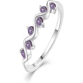 Guesma Twisted Rope Ring Sterling Silver Birthstone Ring Engagement Wedding Band for Women