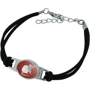 GRAPHICS & MORE Hooded Rat Novelty Suede Leather Metal Bracelet