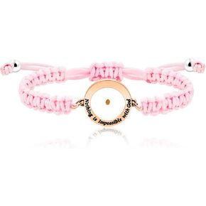 Engraved Nothing is Impossible Pink String Wave Bracelets for Women Girls Handmade Adjustable Braided Round Mustard Seed Christian Religious Bracelets for Best Friend Graduation Birthday Gift Y3551