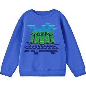 Minecraft Creepers Walking with Clouds and Shadows Youth Boys Royal Blue Long-Sleeve Tee