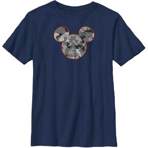 Disney Classic Mickeys Camo Boys Husky Short Sleeve Tee Shirt