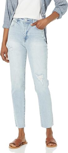 WallFlower Women's Mom Curvy Ankle Denim High-Rise Insta Stretch Juniors Jeans in Saudi Arabia