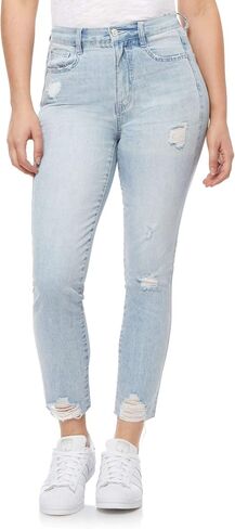 WallFlower Women's Mom Curvy Ankle Denim High-Rise Insta Stretch Juniors Jeans in Saudi Arabia