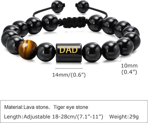 هدايا الأب للرجال أساور مطرزة - سوار من الخرز الحجري الطبيعي قابل للتعديل للرجال مجوهرات عصرية، هدية عيد ميلاد عيد الميلاد للأب من ابنة الابن والزوجة، فكرة هدية لأفضل الأب الأب الأب بابا in Kuwait