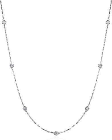 namana Dainty Chain Necklace for Women, Silver, Gold, or Rose Gold, Long Chain Necklaces for Women with Cubic Zirconia Stones, Layering Necklaces for Women and Teenage Girls with Jewelry Pouch in Saudi Arabia