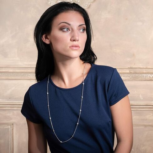 namana Dainty Chain Necklace for Women, Silver, Gold, or Rose Gold, Long Chain Necklaces for Women with Cubic Zirconia Stones, Layering Necklaces for Women and Teenage Girls with Jewelry Pouch in Saudi Arabia