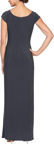 Alex Evenings Women's Long Cap Sleeve Dress with Cutout (Petite and Regular Sizes) in Kuwait