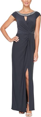 Alex Evenings Women's Long Cap Sleeve Dress with Cutout (Petite and Regular Sizes) in Kuwait