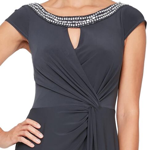 Alex Evenings Women's Long Cap Sleeve Dress with Cutout (Petite and Regular Sizes) in Kuwait