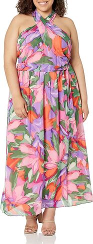 London Times Women's Twist Neck Halter Maxi Dress in Saudi Arabia